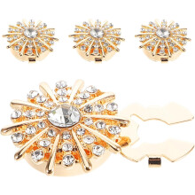 4pcs Gold Rhinestone Button Covers Fastening Cufflinks for 11.5mm Buttons Formal Shirt Sleeve Jewelry Accessories