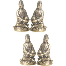 4er-Set stilvolle Buddha-Statuen aus Messing, Yin-Indianer-Ornamente, Buddha-Figuren für die Heimdekoration