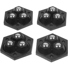 4 selbstklebende Mini-Lenkrollen mit Doppelkugellagern, schwarze, robuste kleine Rollen