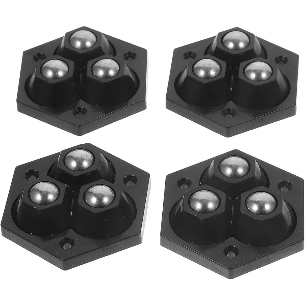 4Pcs Self Adhesive Mini Swivel Caster Wheels With Double Ball Bearings, Black Sturdy Small Rollers 8686962953527