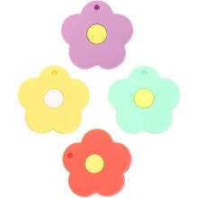 4er-Pack Schlüsselanhänger in verschiedenen Farben, blumenförmig, aus Silikon, dekorative Accessoires für verschiedene Anlässe