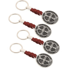 4er-Set St.-Benedikt-Medaillen-Kreuz-Schlüsselanhänger aus Metall