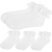 4 Paar Mädchen-Spitzenrüschen-Knöchelsocken, Baumwollsocken, weiß, für Kleinkinder von 4-6 Jahren (Größe 25-29)
