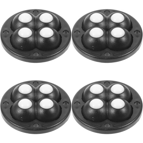 4 rotelle girevoli piccole autoadesive con cuscinetti a sfera in nylon, bianche e nere