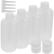 Sada 4 plastových fľaší na umývanie s objemom 500 ml, bezpečnostné stláčateľné fľaše