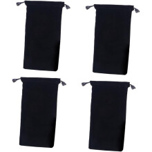 Opbergzakjes voor horloges en sieraden met trekkoord van fluweelachtige stof, 4 stuks, zwart.