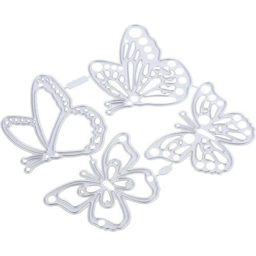 4 matrices de découpe décoratives en forme de papillons, en acier au carbone.