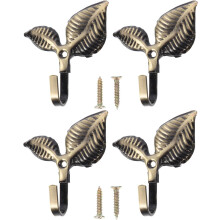 4er-Set Wandhaken für Kleidung und Hüte, Blattform, Eisen, schlicht, Vintage, kreativ, hohe Tragkraft