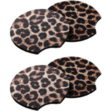 4 rutschfeste Auto-Bechermatten aus robustem Neopren mit stylischem Leopardenmuster