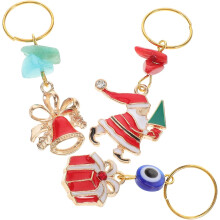3-teiliges Set Perückenanhänger, Weihnachtsschmuck, Weihnachtsmann-Glocke, Geschenkbox, Legierungszöpfe, Schmuck