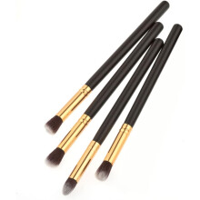 4-teiliges Set Augen-Make-up-Pinsel mit Holzgriffen und hochwertigen Synthetikhaaren