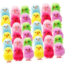 36 Mini-Hühnchen-Ornamente für Osterpartys, farbenfrohes Design aus Plüschstoff und Kunststoff