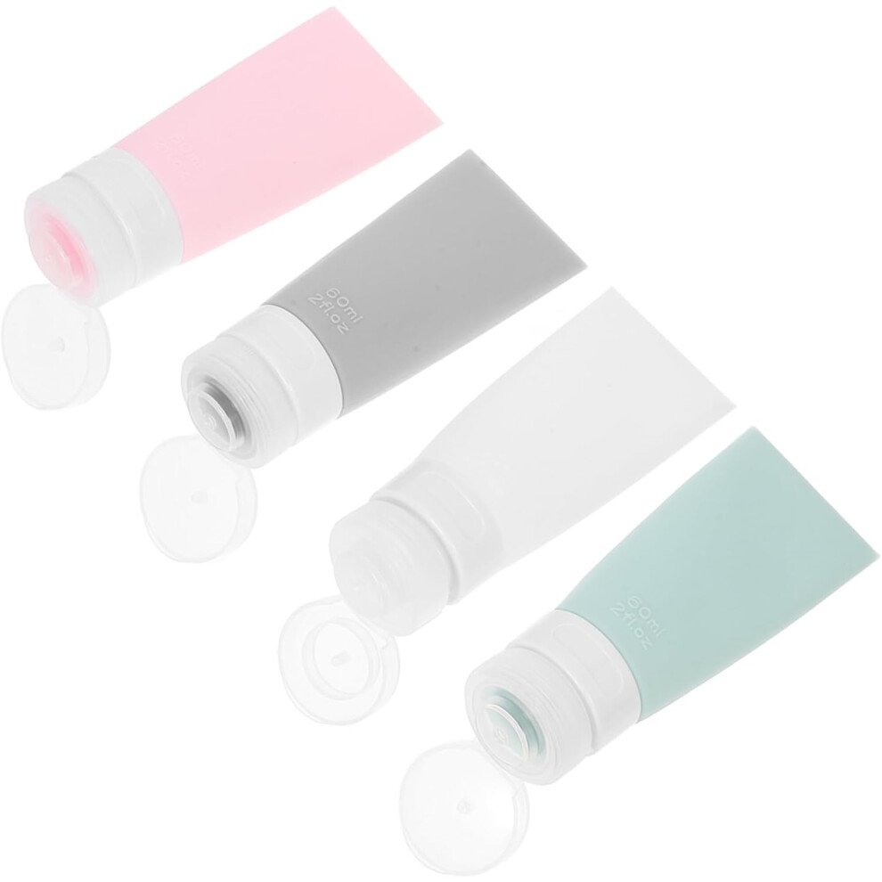Hkhbjs 4Pcs Silicone Travel Bottles Jars Toiletries Bottles Leakproof Shampoo Container For Travel
