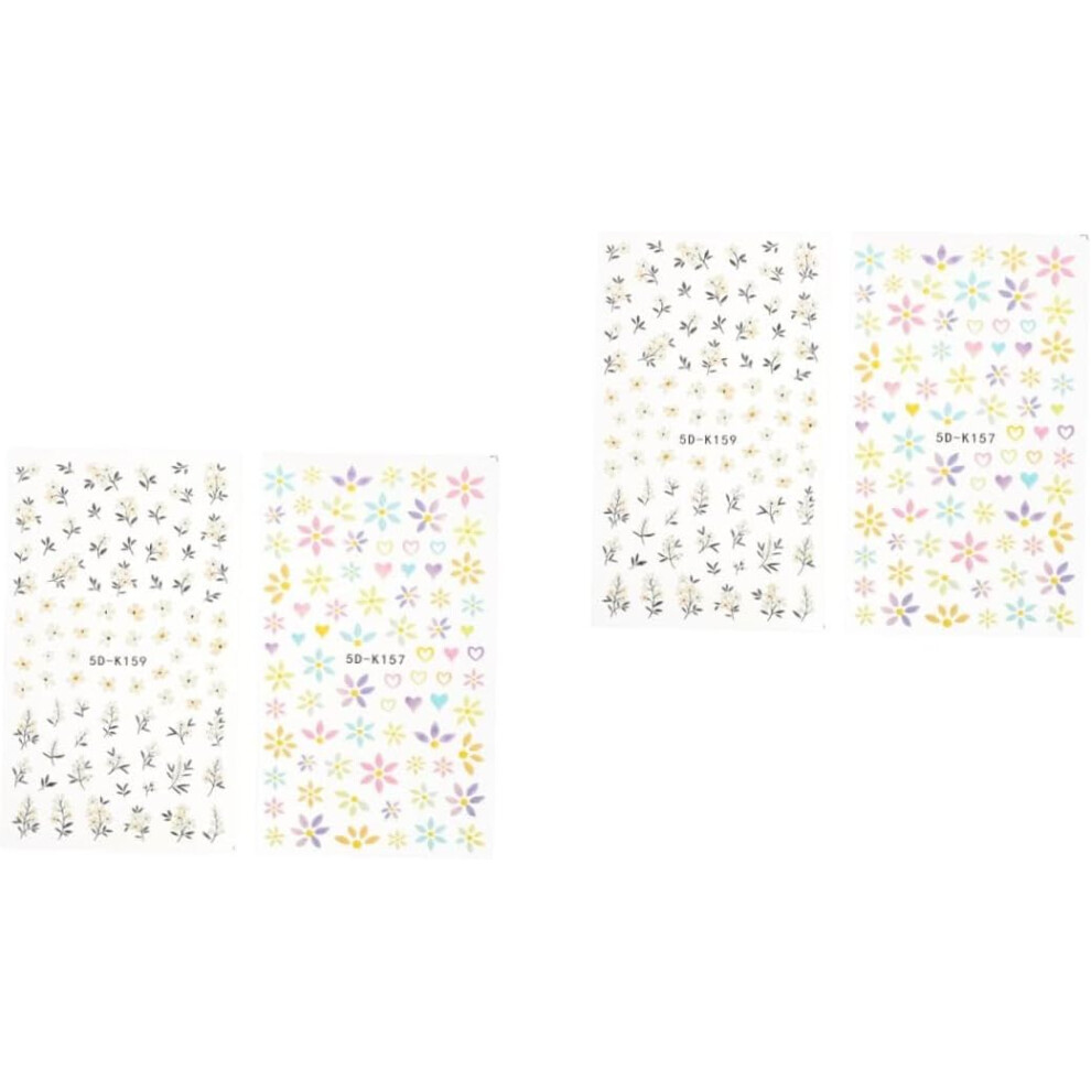 Hkhbjs 4 Sheets Manicure Diy Decals Marguerite Nail Stickers Nail Decoration For Girls Vintage Adhesive