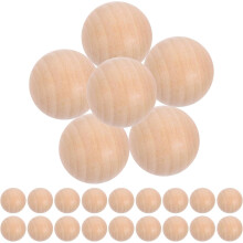 30 perles rondes en bois de lotus naturel de 30 mm, sans trou, grosses boules en bois massif