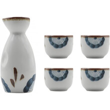Service à saké en céramique japonaise, 5 pièces, ensemble de pots à saké délicatement émaillés