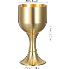 2-teiliges Set aus Messing-Kommunionskelchen mit hohem Stiel, goldener Zierkelch