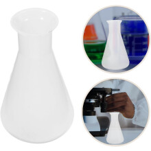 2 matraces cónicos de plástico para laboratorio, capacidad de 250 ml cada uno, color blanco.