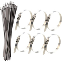 30 Stück Edelstahl-Kabelbinder, verriegelbare Metall-Mehrzweck-Kabelbinder