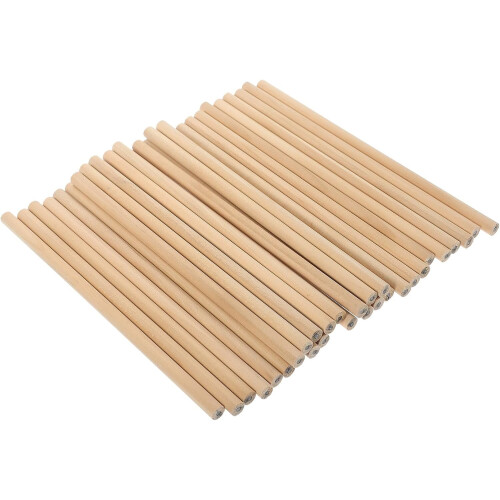 30 matite in legno HB, forma rotonda, piccole e leggere.