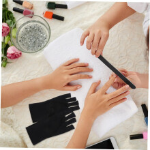 Guantes para lámpara de uñas, guantes de manicura de medio dedo con protección solar, transpirables y cómodos para el arte de uñas.
