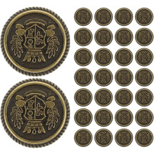 30 boutons de manteau vintage en alliage métallique, 20 mm, motif couronne britannique et blé, accessoires de couture
