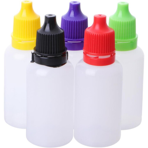 Lot de 30 flacons compte-gouttes souples pour voyage, avec bouchon.