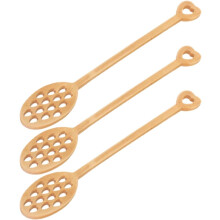 3-teiliges Set aus wiederverwendbaren, eleganten und niedlichen Holzlöffeln, Honiglöffeln und Kaffeelöffeln in Beige.