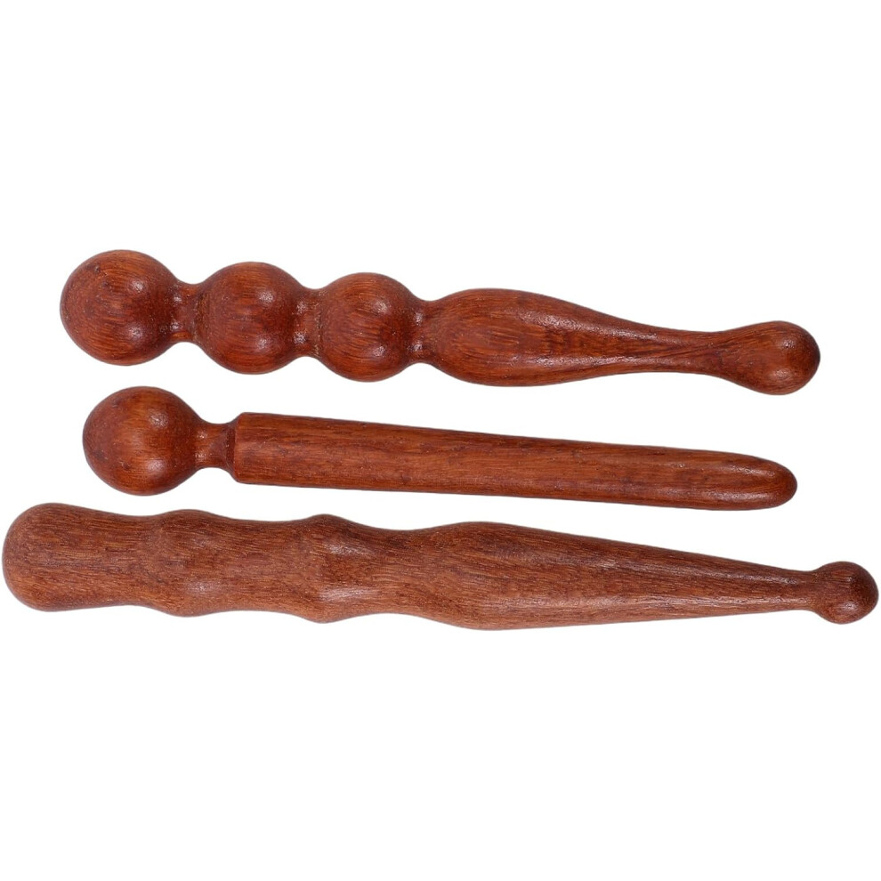 Hkhbjs 3Pcs Wooden Acupressure Massage Stick Roller For Muscle Stimulation Guasha Wood Massage Stick