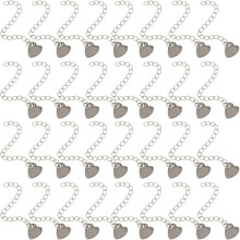 30 kpl ruostumattomasta teräksestä valmistettuja sydänrannekoruketjun jatkokappaleita, 65 mm:n kaulakorun pidennysketjuja