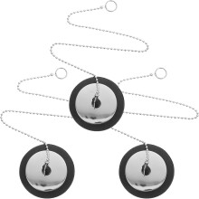 3-teiliges Set wasserdichter Badewannenablaufabdeckungen aus Gummi mit Zugring und Kugelkette
