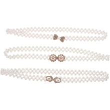 3-teiliger Perlen-Taillengürtel für Damen, verstellbarer Schleifenknoten, eleganter Körperschmuck