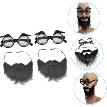 2er-Set Kostümset mit künstlichem Bart und Brille, bestehend aus selbstklebendem schwarzem Piratenbart und Augenbrauenbrille.