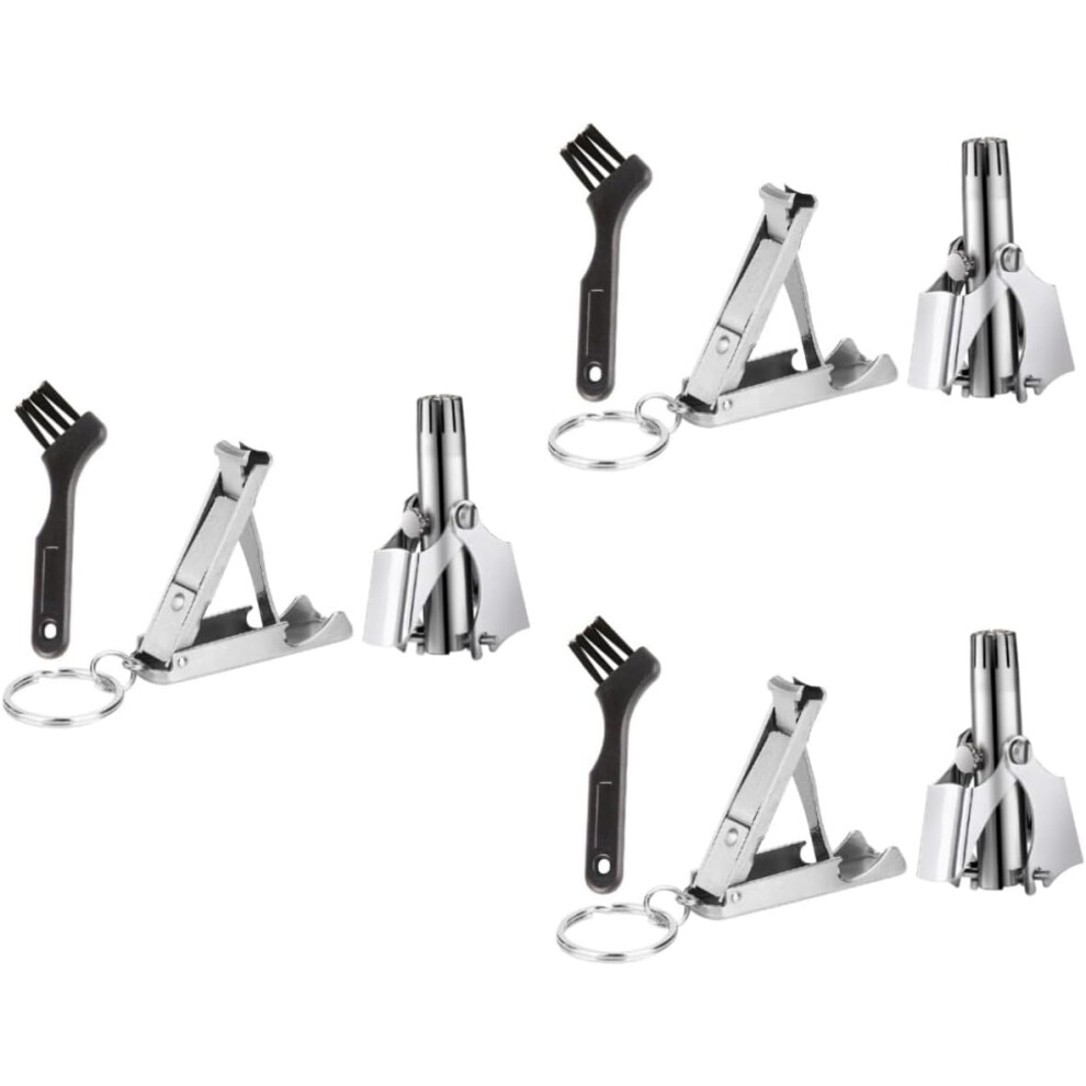 Hkhbjs 3Sets Portable Nose Hair Trimmer For Women And Men Nose Hair Scissors Cleaning Brush Clipper