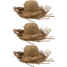 3er-Set Strohhüte mit Hühnerstallmotiv, gewebt, Sonnenschutz, breite Krempe, für Strand, Wandern, Sommer, Poolpartys, Khaki