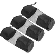 3 pezzi Sacchetti con coulisse per tappetino da yoga, tasca a rete per riporre oggetti, organizer per sport e palestra, neri, portatili