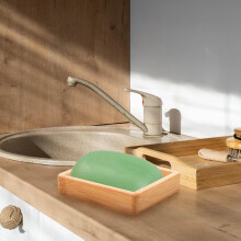Lot de 2 porte-savons en bois avec égouttoir et système de ventilation sans perçage