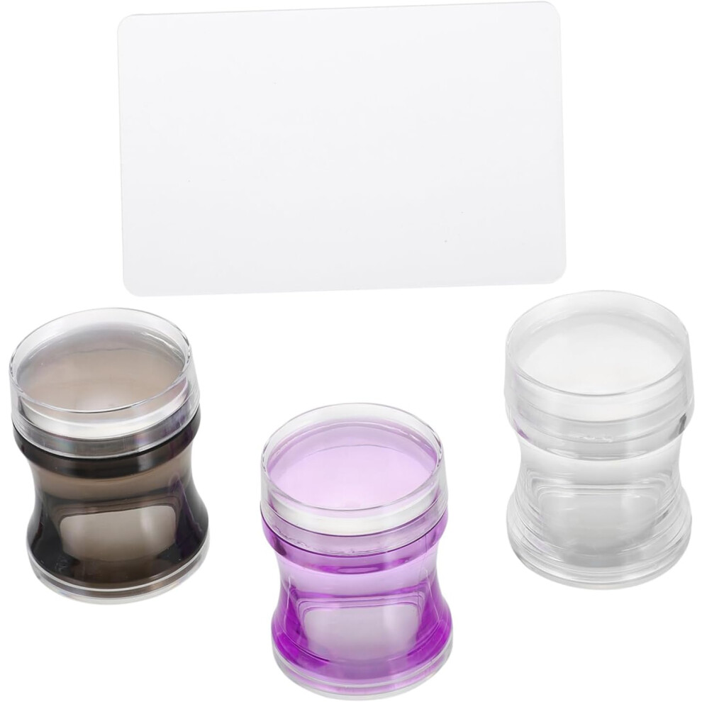 Hkhbjs 3 Sets Silicone Stamp For Nail Art Of Nail Stamper Kit Scraper For Manicure Kit And Random Color