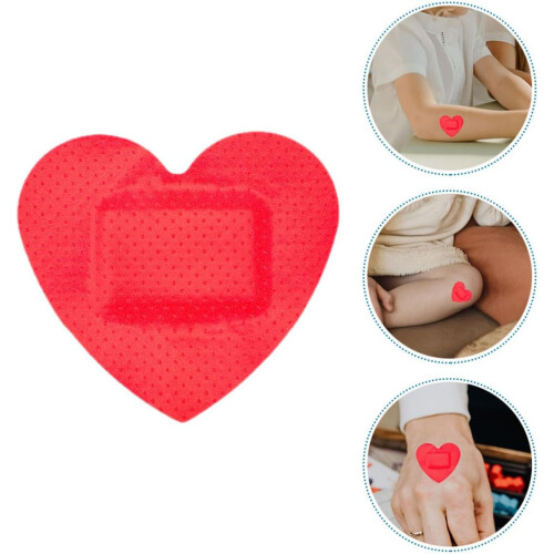 20 parches autoadhesivos con forma de corazón para heridas, pequeños, transpirables y hemostáticos.