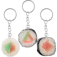 Realistisches Sushi-Schlüsselanhänger-Set, 3-teilig, japanischer Seetang-Reisball-Anhänger, Lebensmittel-Dekoration