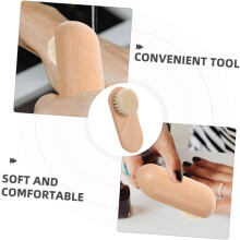 2er-Pack Fingernagelreinigungsbürsten mit weichen Borsten, Holzgriff, beige Buche