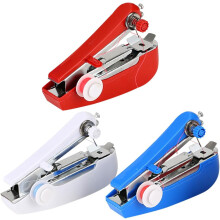 Mini-Nähmaschinen-Set, 3-teilig, rot, weiß, blau, tragbar, manuell, mit Garn, multifunktional