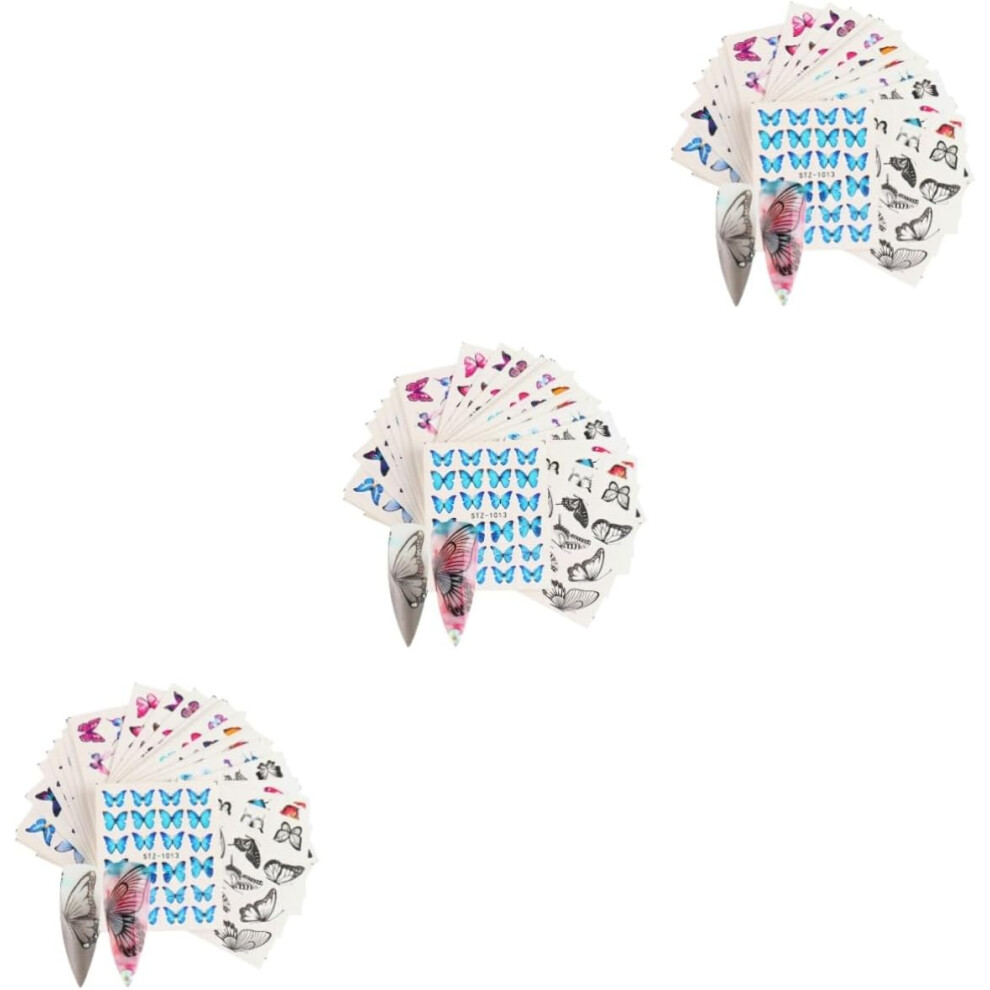 Hkhbjs 3Sets Nail Art Sticker Watercolor Big Nail Patch Decals Creative Art Decor For Women Press Manicure
