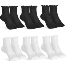 6 Paar Rüschen-Knöchelsocken für Damen und Mädchen, niedliche Socken mit Charme für den Alltag