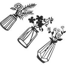 3-teiliges Set Haushaltsvasen-Dekoration, filigrane Vasen-Wandskulpturen aus Eisen