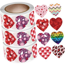 3 Rollen Valentinstag-Herzaufkleber, Briefumschlag-Siegelaufkleber