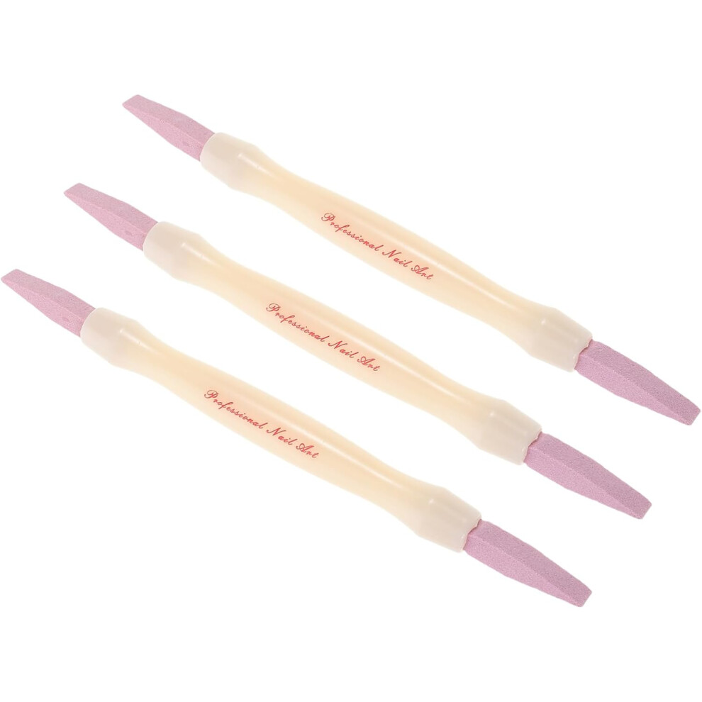 Hkhbjs 3Pcs Dual-Ended Pedicure Pen Nail Cuticle Pusher And Buffer With Stone Sanding Tips