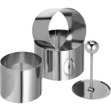 Lot de 3 moules ronds en acier inoxydable pour plats froids, ustensile de cuisine léger et facile à nettoyer.