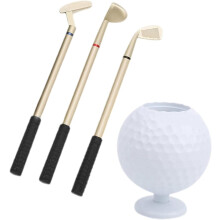 Golfballförmiger Stiftehalter mit Kunststoff-Golfschläger-Schreibtischorganizer für Büroaccessoires