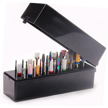 Aufbewahrungsbox für Nagelfräser und Organizer für Nagelschleifköpfe, 2-teiliges Set, weiß und schwarz